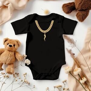 Italian Horn Baby Onesie | Gold Necklace Print Onesie | Cute Italian Baby Gift